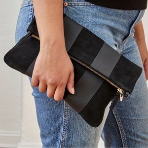 Clare V. Foldover Clutch with Black Tubular Leather Handle
